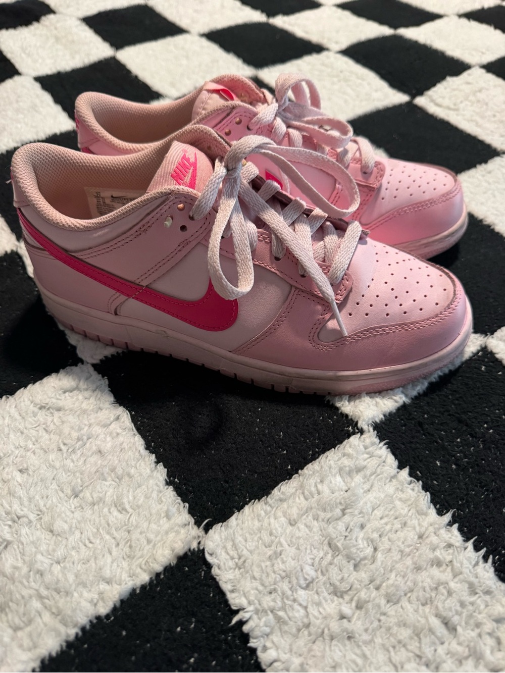 Nike Pink Low-Top Sneakers with Hot Pink Swoosh